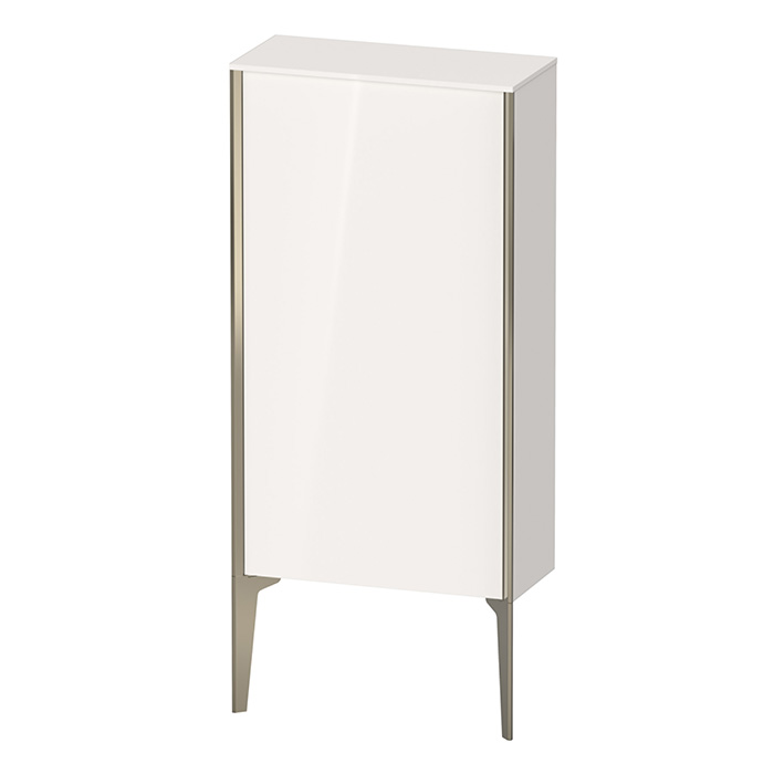 Duravit XViu Шкаф подвесной, с 1 дверью, 2 стеклянными полками (петли слева), цвет: белый глянцевый/champagne matt