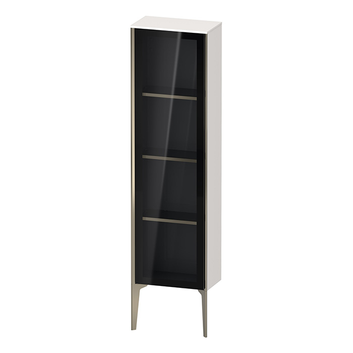 Duravit XViu Шкаф подвесной со стеклянной дверью, 3 стеклянные полки (петли слева), цвет: белый глянцевый/champagne matt