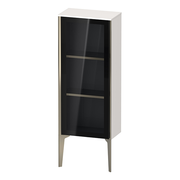 Duravit XViu Шкаф подвесной со стеклянной дверью, 2 стеклянные полки (петли слева), цвет: белый глянцевый/champagne matt