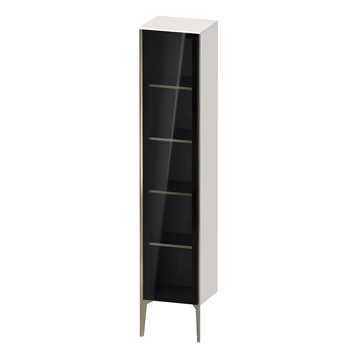 Duravit XViu Шкаф подвесной со стеклянной дверью, 4 стеклянные полки (петли слева), цвет: белый глянцевый/champagne matt