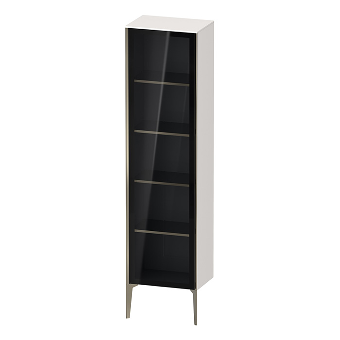Duravit XViu Шкаф подвесной со стеклянной дверью, 4 стеклянные полки (петли слева), цвет: белый глянцевый/champagne matt
