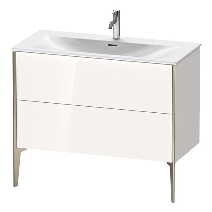 Duravit XViu Тумба подвесная, с раковиной, 2 ящика, цвет: белый глянцевый/champagne matt