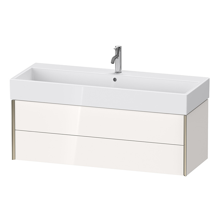 Duravit XViu Тумба подвесная, с раковиной, 2 ящика, цвет: белый глянцевый/champagne matt