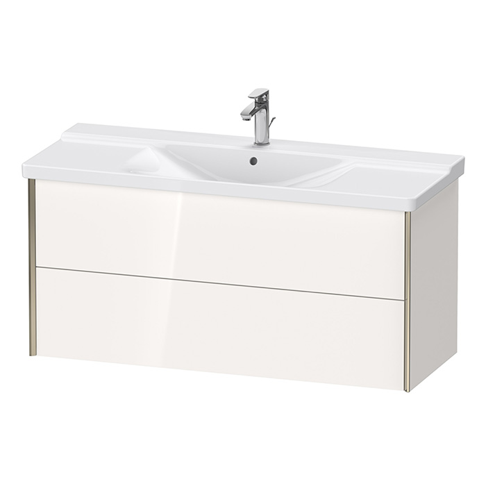 Duravit XViu Тумба подвесная, с раковиной, 2 ящика, цвет: белый глянцевый/champagne matt