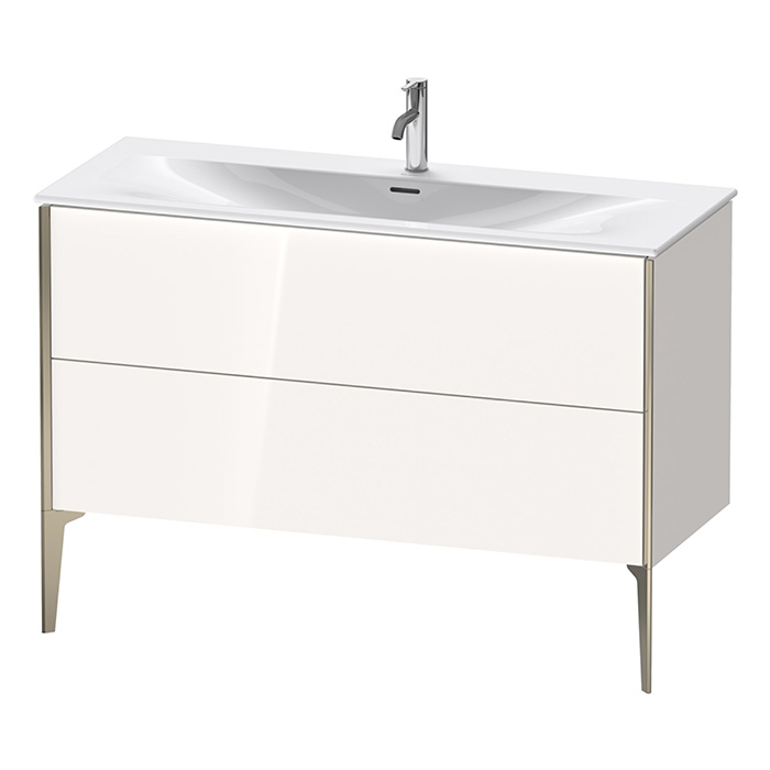 Duravit XViu Тумба подвесная, с раковиной, 2 ящика, цвет: белый глянцевый/champagne matt
