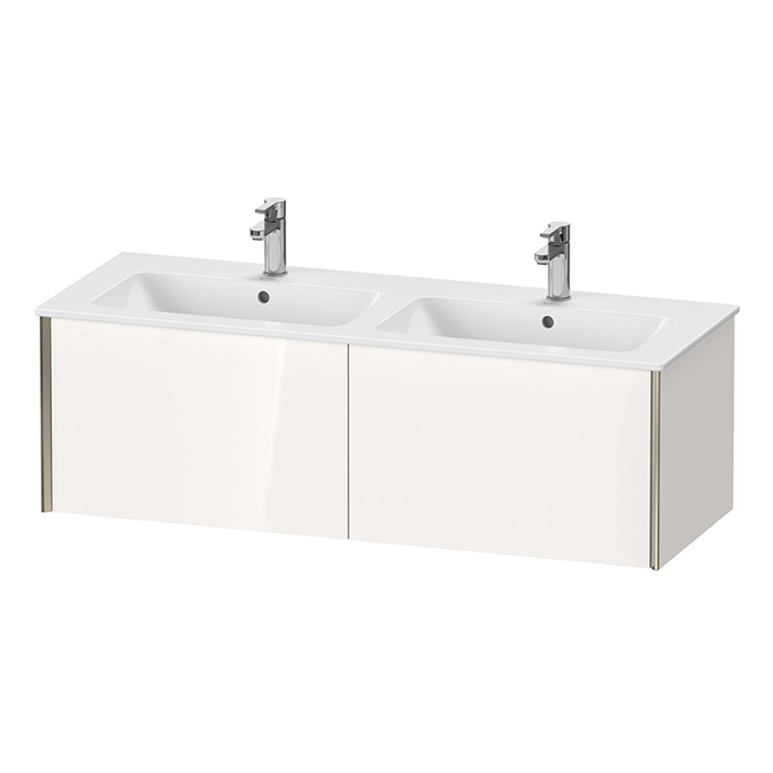 Duravit XViu Тумба подвесная, с двойной раковиной, 2 ящика, цвет: белый глянцевый/champagne matt