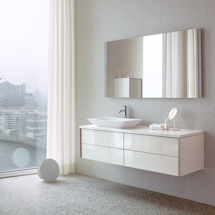 Duravit XViu Тумба подвесная с раковиной, 2 ящика, цвет: белый глянцевый