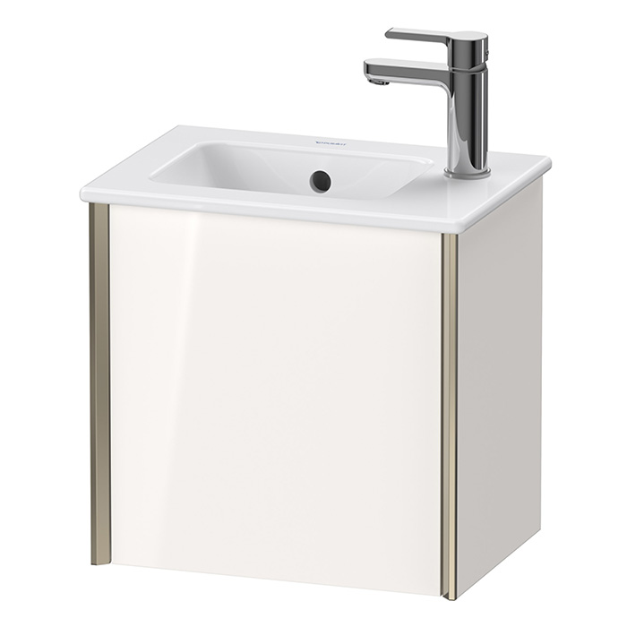 Duravit XViu Тумба подвесная, с раковиной, 1 дверь, (петли справа), цвет: белый глянцевый/champagne matt