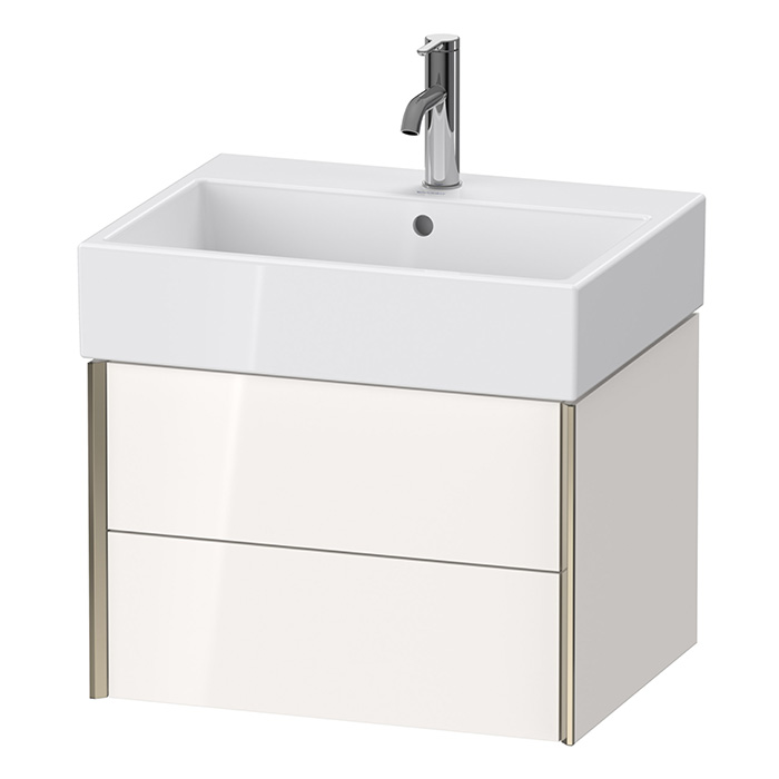 Duravit XViu Тумба подвесная, с раковиной, 2 ящика, цвет: белый глянцевый/champagne matt