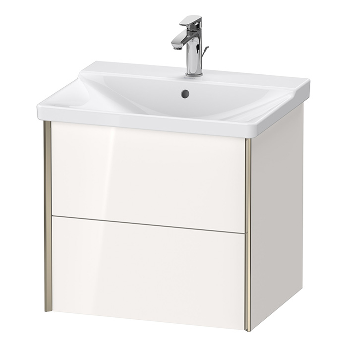 Duravit XViu Тумба подвесная, с раковиной, 2 ящика, цвет: белый глянцевый/champagne matt