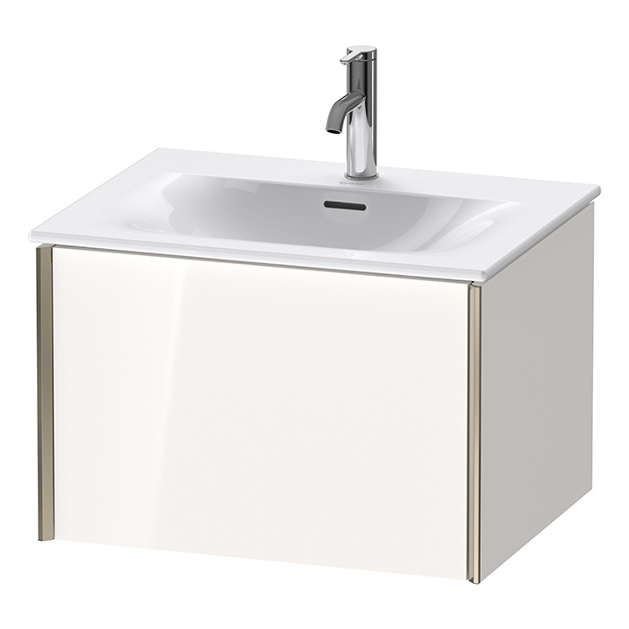 Duravit XViu Тумба подвесная, с раковиной, 1 ящик, цвет: белый глянцевый/champagne matt