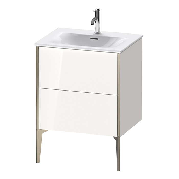 Duravit XViu Тумба подвесная, с раковиной, 2 ящика, цвет: белый глянцевый/champagne matt