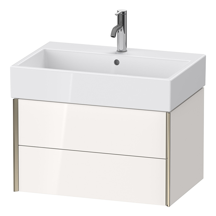 Duravit XViu Тумба подвесная, с раковиной, 2 ящика, цвет: белый глянцевый/champagne matt