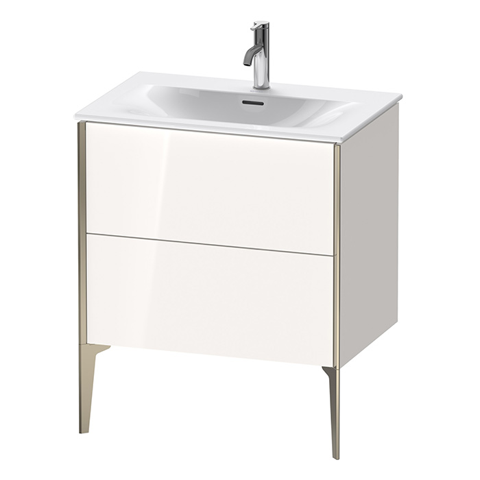 Duravit XViu Тумба подвесная, с раковиной, 2 ящика, цвет: белый глянцевый/champagne matt