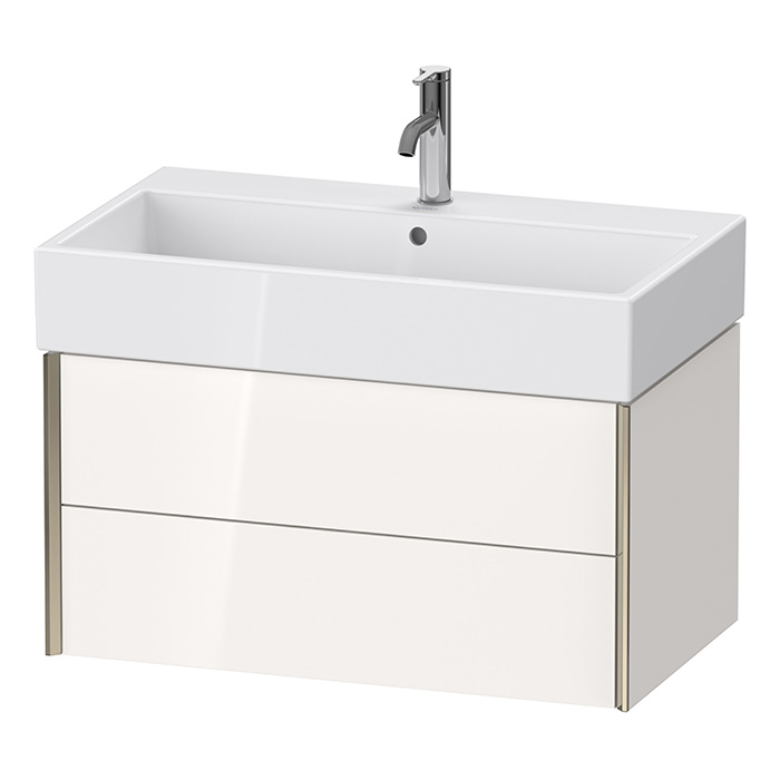 Duravit XViu Тумба подвесная, с раковиной, 2 ящика, цвет: белый глянцевый/champagne matt