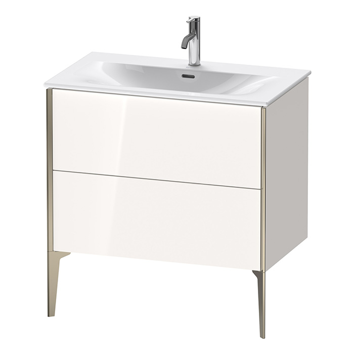 Duravit XViu Тумба подвесная, с раковиной, 2 ящика, цвет: белый глянцевый/champagne matt