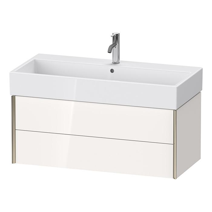 Duravit XViu Тумба подвесная, с раковиной, 2 ящика, цвет: белый глянцевый/champagne matt