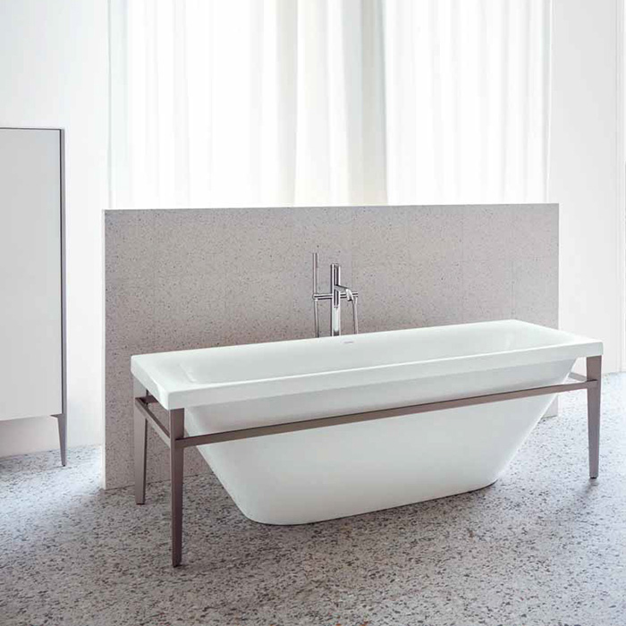 Duravit XViu Ванна отдельностоящая, акриловая бесшовная панель, слив-перелив, цвет: champagne matt