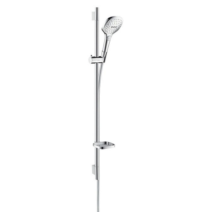 Hansgrohe Raindance Select E Душевой набор: штанга, ручной душ 120, 3jet (Rain, RainAir, WhirlAir), мыльница, шланг, цвет: белый/хром