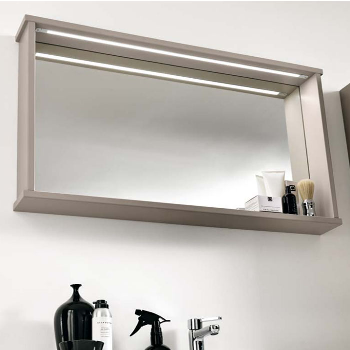 EBAN Mina Зеркало, с полкой и LED-подсветкой, цвет: pergamon