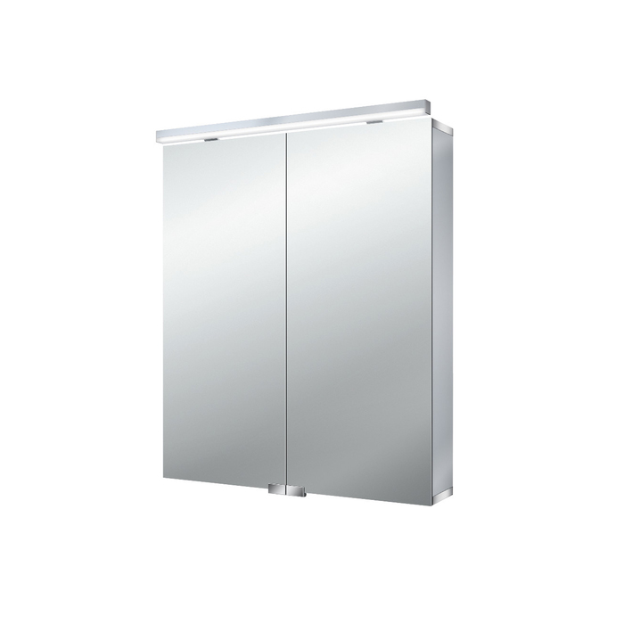 EMCO Flat Зеркальный шкаф, LED-подсветка, 2 двери, 2 полки, розетка, без нижней подсветки