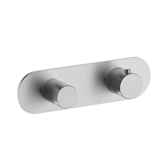 Fantini AA/27 Смеситель для душа, встраиваемый, термостатический, с переключателем на 2 положения, внешняя часть, цвет: матовая натуральная сталь