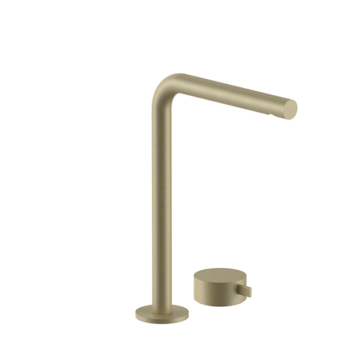 Fantini AF/21 Смеситель для раковины, 2 отв, высокий удлиненный излив:, цвет: Matt British Gold PVD
