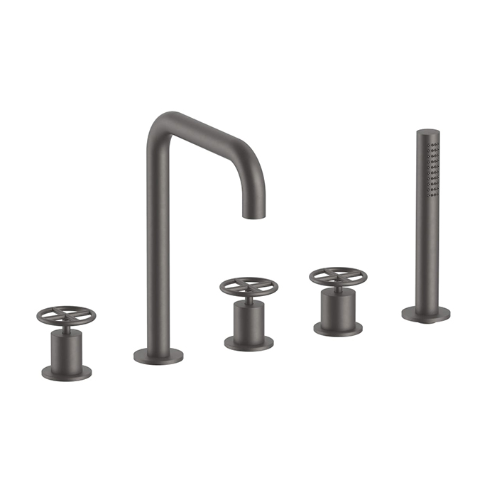 Fantini Fontane Bianche Набортный смеситель для ванны, 5 отв, цвет: Matt Gun Metal PVD