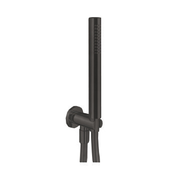 Fantini Milano Душевой набор: вывод воды на 1/2”, шланг, ручная лейка FIT, держатель для лейки, цвет: Matt Gun Metal PVD