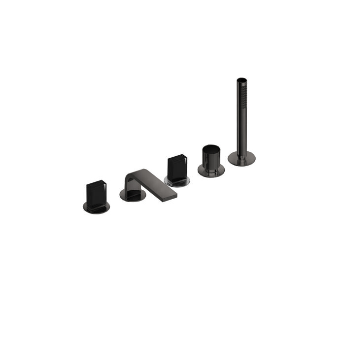 Fantini Venezia In Смеситель для ванны, набортный, 5 отв, излив:, цвет: Matt Gun Metal PVD