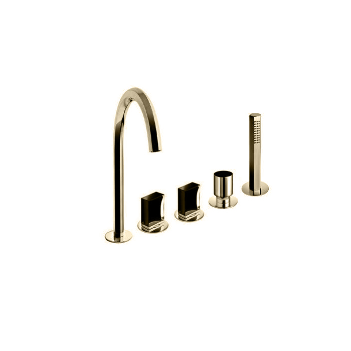 Fantini Venezia Смеситель для ванны, набортный, 5 отв, излив:, цвет: Matt British Gold PVD