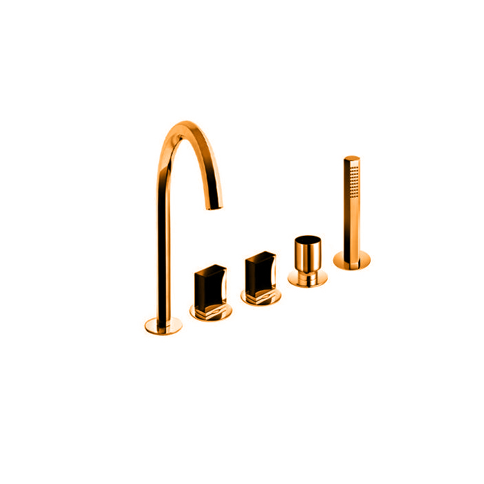 Fantini Venezia Смеситель для ванны, набортный, 5 отв, излив:, цвет: Matt Copper PVD