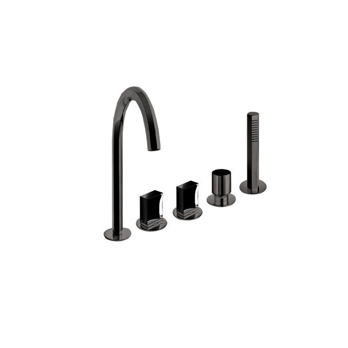Fantini Venezia Смеситель для ванны, набортный, 5 отв, излив:, цвет: Matt Gun Metal PVD