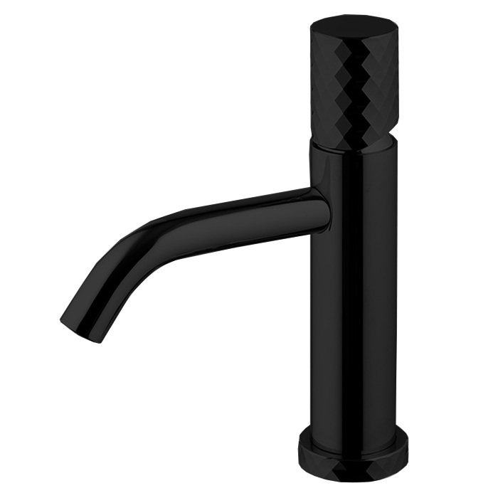 Fima Carlo Frattini Spillo Tech Смеситель для раковины, на 1 отв, XS, с донным клапаном, цвет: черный матовый