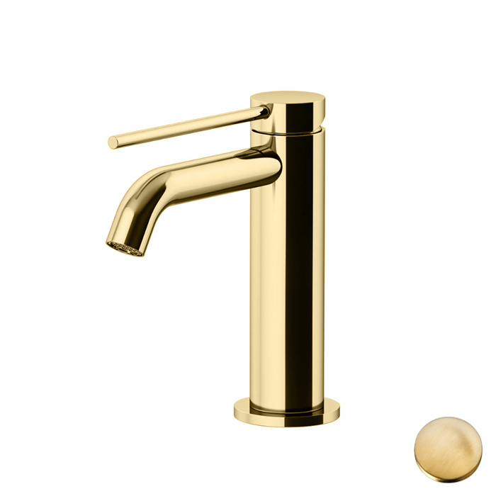 Gattoni Circle Two Смеситель для раковины на 1 отверстие, излив, с донным клапаном, цвет: Oro Brush