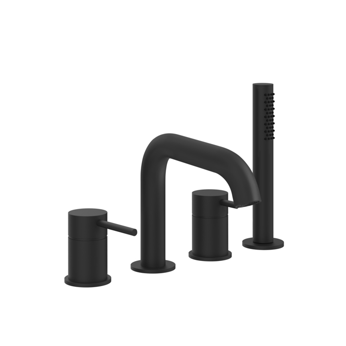 GESSI 316 Смеситель на борт ванны на 4 отв. с изливом и ручным душем, цвет: Black XL
