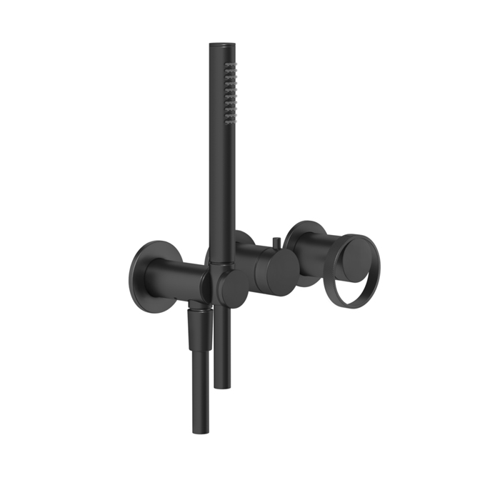 Gessi Anello Смеситель для душа, встраиваемый, на 2 выхода с перекл, ручным душем с держателем и выводом воды (внешние части), цвет: Black XL