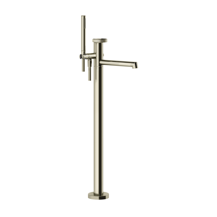 Gessi Anello Смеситель для ванны, напольный, с ручным душем и шлангом, внешняя часть, цвет: Finox Brushed Nickel