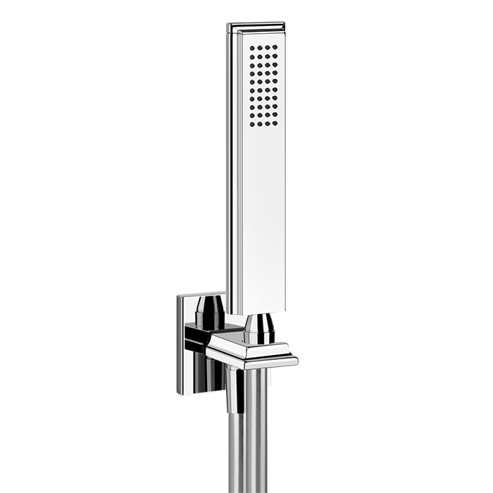 Gessi Eleganza Душевой комплект: вывод на 1/2”, держатель, шланг 1,5м и душевая лейка, цвет: хром