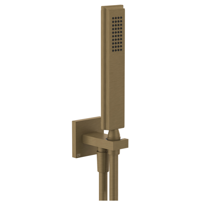 Gessi Eleganza Гигиенический душ с выводом воды, держателем и черным шлангом, цвет: Antique Brass