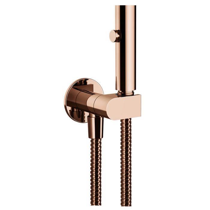 Gessi Eleganza Гигиенический душ с настенным держателем с подводом воды и шлангом, цвет: Copper PVD