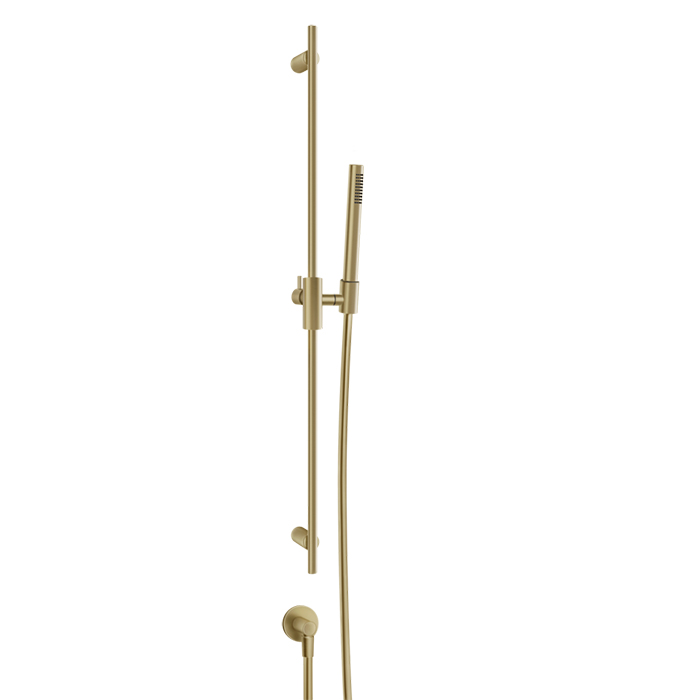 Gessi Habito Unito Душевой гарнитур: штанга, вывод воды, ручной душ и шланг, цвет: Brass Brushed PVD