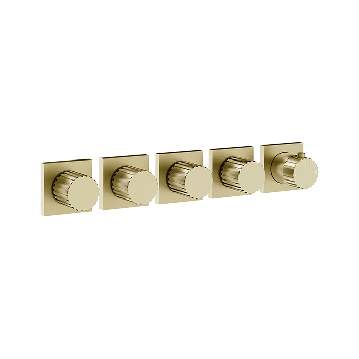 Gessi Incastri Смеситель для душа, настенный, термостатический, на 4 потока, цвет: Brass Brushed PVD