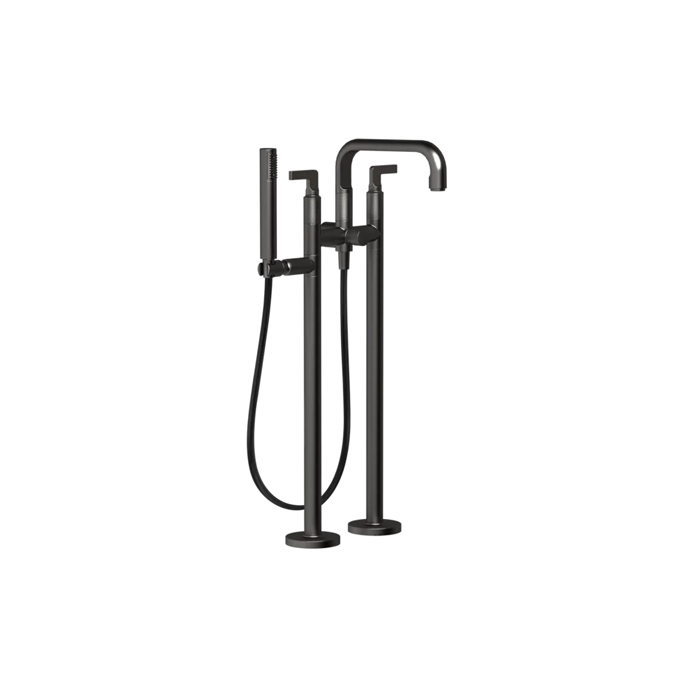 Gessi Inciso Напольный смеситель для ванны с ручным душем, цвет: Black Metal Brushed PVD