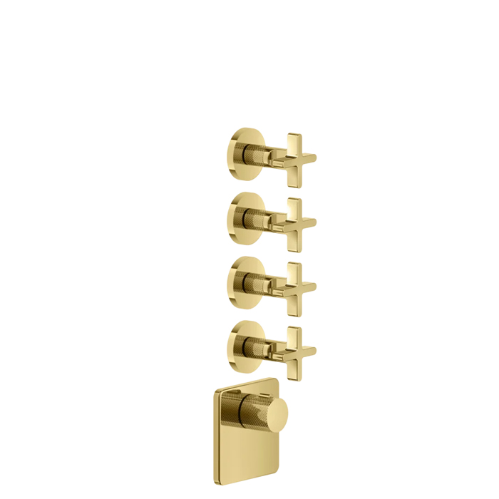 Gessi Inciso Смеситель для душа, термостатический, встраиваемый, резьба 3/4", внешняя часть, цвет: золото