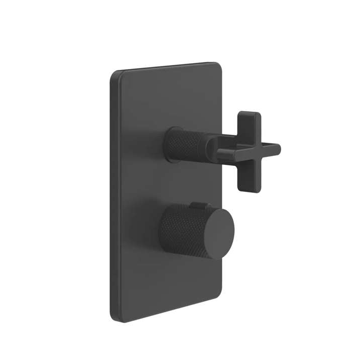 Gessi Inciso+ Термостат. смесителя, с подкл, 1/2", фильтрами и вентилем, на три источника, внешняя часть, цвет: black XL