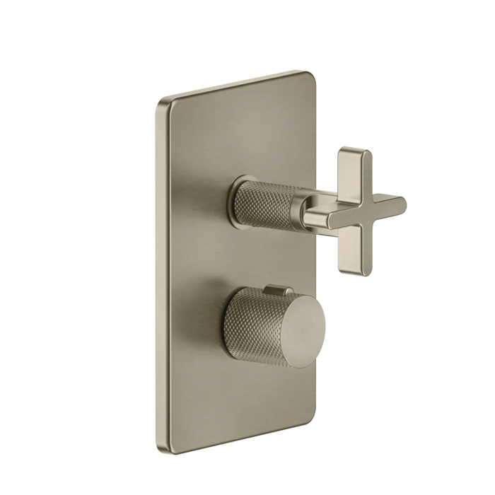 Gessi Inciso+ Встраиваемый термостатический смеситель на 3 источника, резьба 1/2", внешняя часть, цвет: finox
