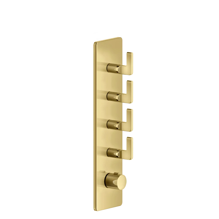 Gessi Inciso Встраиваемый термостатический смеситель на 4 источника, резьба 3/4", внешняя часть, цвет: золото
