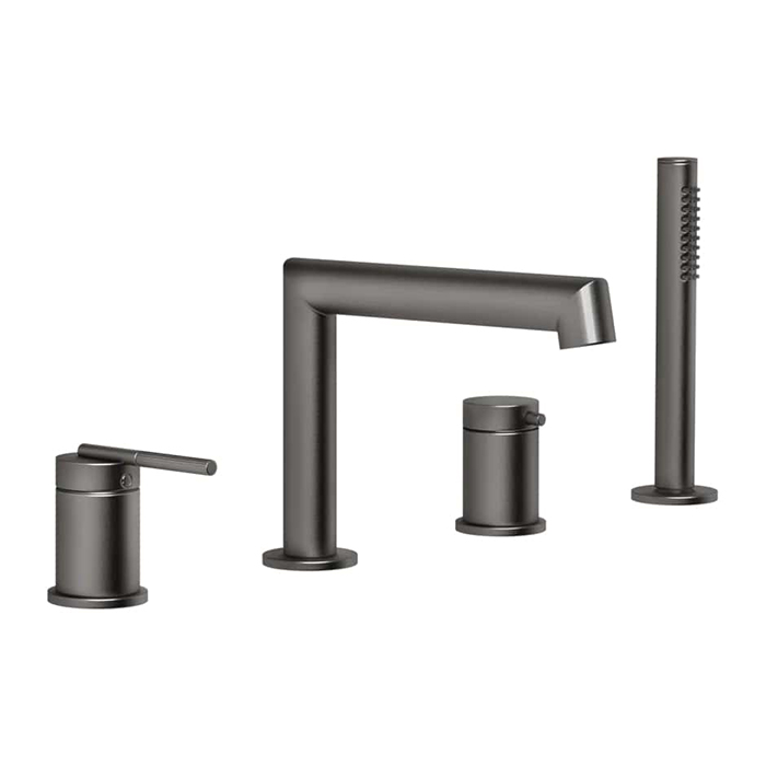 Gessi Ingranaggio Смеситель на борт ванны, на 4 отв, с ручным душем, цвет: Black Metal Brushed PVD