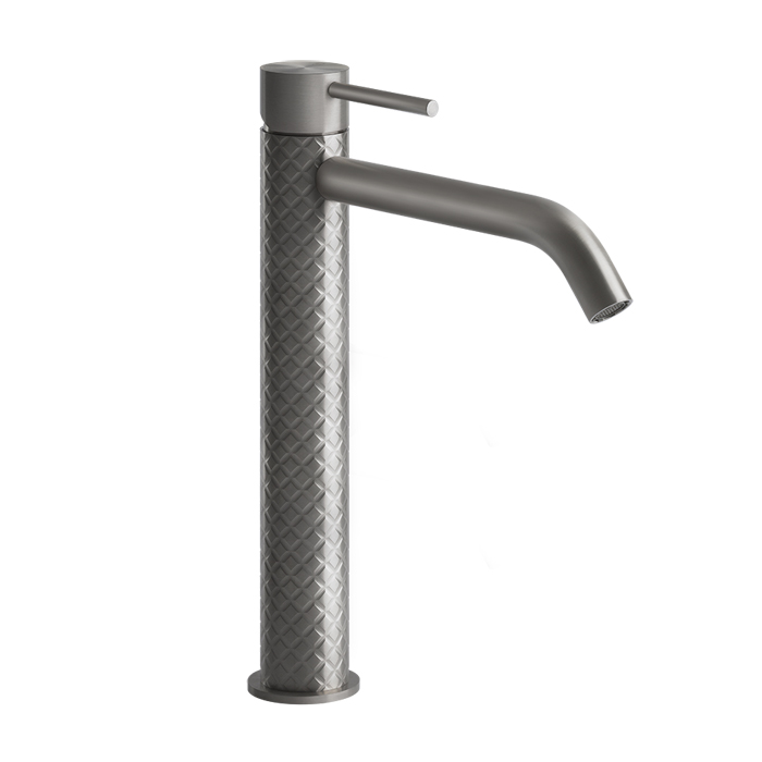 Gessi Intreccio Смеситель для раковины высокий, без донного клапана, цвет: шлифованная сталь